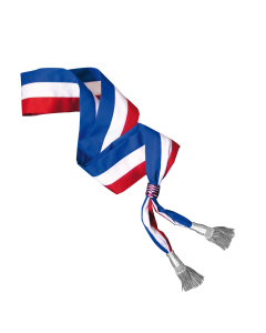 Echarpe Prestige d'adjoint en tergal glands argent 1,80m (Tissu Italien confection française)