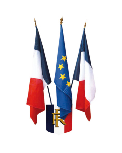 Ecusson " RF " + 2 drapeaux France 60x90cm + 1 drapeau Europe 60x90cm