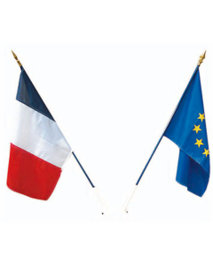 Lot 1 = 1 porte-drapeau Ø 19mm 2 branches + 2 drapeau 60x90cm (1 France + 1 Europe)