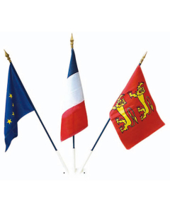 Lot 2 = 1 porte-drapeau Ø 19mm 3 branches + 3 drapeaux (1 France + 1 Europe + 1 Province)
