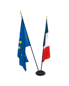 Lot classique = 1 socle Ø 35cm + 1 drapeau France 100x150cm + 1 drapeau Europe 100x150cm