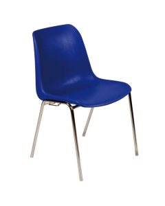 Chaise coque piètement chromé M4 bleu