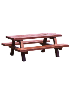 Table banc en béton ocre aspect bois 2m