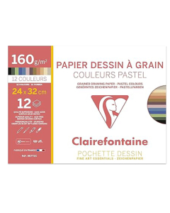 Pochette de 12 feuilles Couleurs Pastels Assorties - papier dessin - 24x32cm 160 g