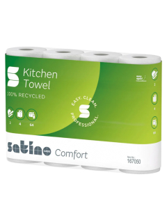 4 rouleaux de papier absorbant - 2 plis - 64 feuilles – Ouate blanche écolabel