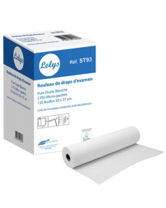 Lot de 6 rouleaux de drap d'examen plastifié en pure ouate bleue 2 plis 180 feuilles 50x38cm