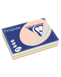 Papier Clairefontaine Trophée pastel - Coloris assortis (500 feuilles A4 de 80g/m² )