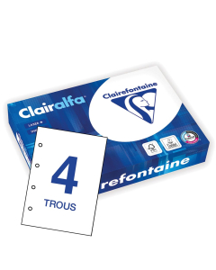 Papier reprographique qualité extra Clairalfa 80g A4 blanc 500 feuilles perforées 4 trous