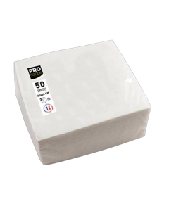 Paquet de 50 serviettes blanches - 2 plis - 20 x 20 cm