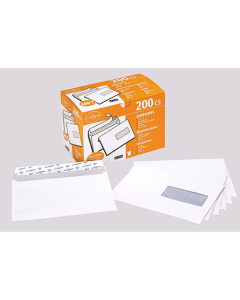 Boîte de 200 enveloppes 162x229mm à fenêtre (45x100mm) auto-adhésives - 100g blanc