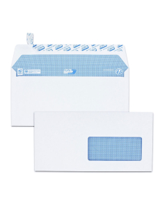 Enveloppes extra blanches avec fenêtre 45x100 - DL 110x220 100 g/m²- - bande de protection