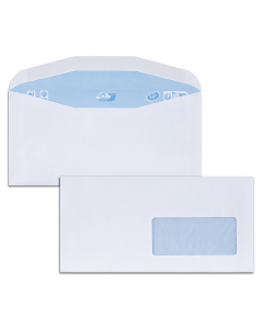 1000 enveloppes gommées - Patte trapèze blanches - C6/C5 - 115 x 229 mm - 80 g/m² - Fenêtre 45 x 100 mm