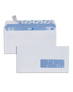 500 enveloppes blanches - 110 x 220 mm (DL) - 90 g/m² - Auto-adhésive