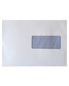 Boîte de 500 enveloppes 162x229mm à fenêtre (45x100mm) autocollantes - 90g blanc