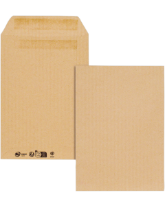 500 pochettes kraft recyclé brun C5 162x229 90 g/m² autocollantes