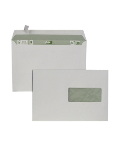 500 enveloppes blanches auto-adhésives - 100% recyclées - 162 x 229 mm (C5) - Fenêtre 45 x 100 mm - 80 g/m²