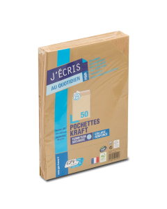 50 pochettes kraft - Autoadhésive - 176 x 250 mm (B5) - 90 g/m²