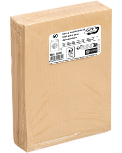 50 x sacs à soufflets adhésif - Kraft armé brun - 260 x 330 mm - 120 g/m²