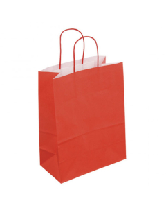 50 sacs en kraft rouge - Poignées torsadées - 230 + 120 x 300 mm