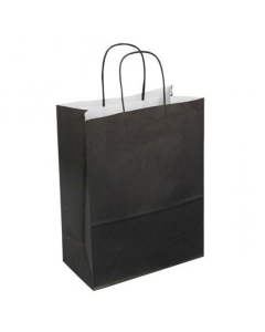 50 sacs en kraft noir - Poignées torsadées - 180 + 80 x 220 mm