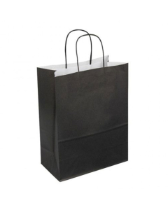 50 sacs en kraft noir - Poignées torsadées - 350 + 140 x 400 mm