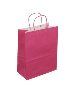 50 sacs en kraft rose - Poignées torsadées - 180 + 80 x 220 mm