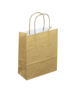 50 sacs en kraft or - Poignées torsadées - 230 + 120 x 300 mm