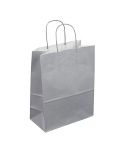 50 sacs en kraft gris - Poignées torsadées - 350 + 140 x 400 mm