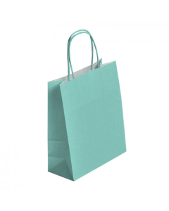 50 sacs en kraft menthe - Poignées torsadées - 350 + 140 x 400 mm