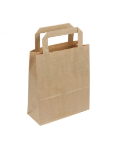 50 sacs en kraft brun - Poignées plates - 180 + 80 x 220 mm