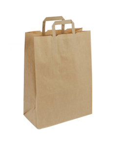 50 sacs en kraft brun - Poignées plates - 320 + 160 x 420 mm