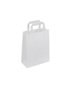 50 sacs en kraft blanc - Poignées plates - 220 + 100 x 280 mm