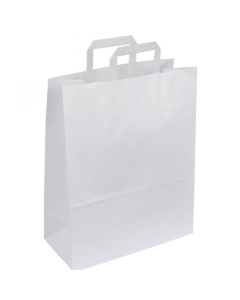 50 sacs en kraft blanc - Poignées plates - 320 + 160 x 400 mm