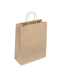 50 sacs en kraft brun - Poignées torsadées - 220 + 100 x 310 mm