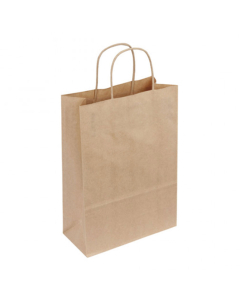 50 sacs en kraft brun - Poignées torsadées - 260 + 120 x 350 mm