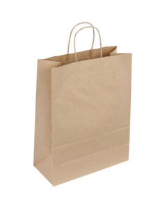 50 sacs en kraft brun - Poignées torsadées - 350 + 120 x 440 mm