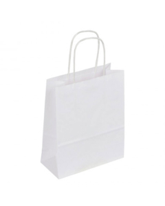 50 sacs en kraft blanc - Poignées torsadées - 180 + 80 x 220 mm