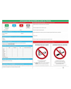 Panneau d'affichages obligatoires Code du travail 60x40 cm