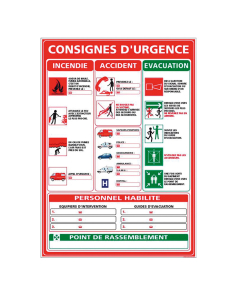 Panneau de consigne d'urgence - 21 x 30 cm
