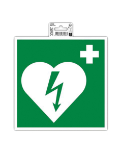 Panneau défibrilateur 20 x 20 cm - Vert - PVC - Adhésif