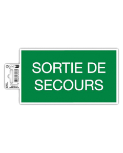 Panneau sortie de secours 20 x 11 cm - Vert - PVC - Adhésif