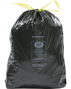 100 Sacs poubelles 50L noirs avec liens coulissants
