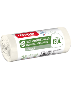 100 Sacs compostables 130L verts pour le tri des déchets organiques