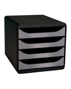 Big-Box 4 tiroirs - noir/argent