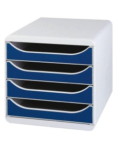 Module de classement Multiform Big Box 4 tiroirs gris lumière / bleu