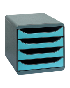 Big-Box 4 tiroirs - gris/turquoise