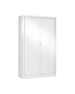 Armoire standard portes rideaux H.198 x L.120 4 tablettes blanche