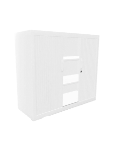 Armoire basse à rideaux 105x120 - Blanc