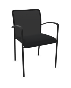 Chaise visiteur Casiopée - Avec accoudoir - Résille et assise noires