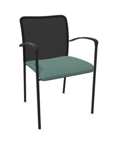 Chaise visiteur Casiopée - Avec accoudoir - Résille noire et assise fjord
